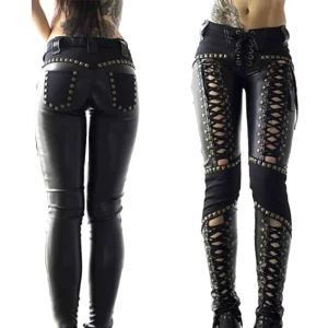 Women\'s Laced Leather Pencil Pants