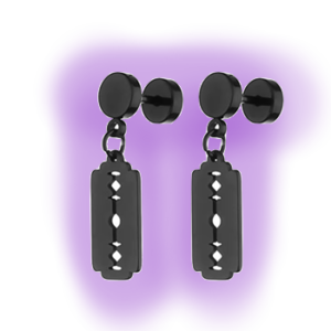 1 Pair Black Razor Blade Earrings